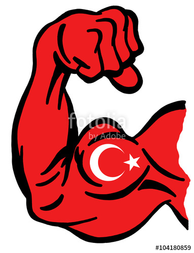 Biceps painted with colors of Turkish flag as symbol of power of ...
