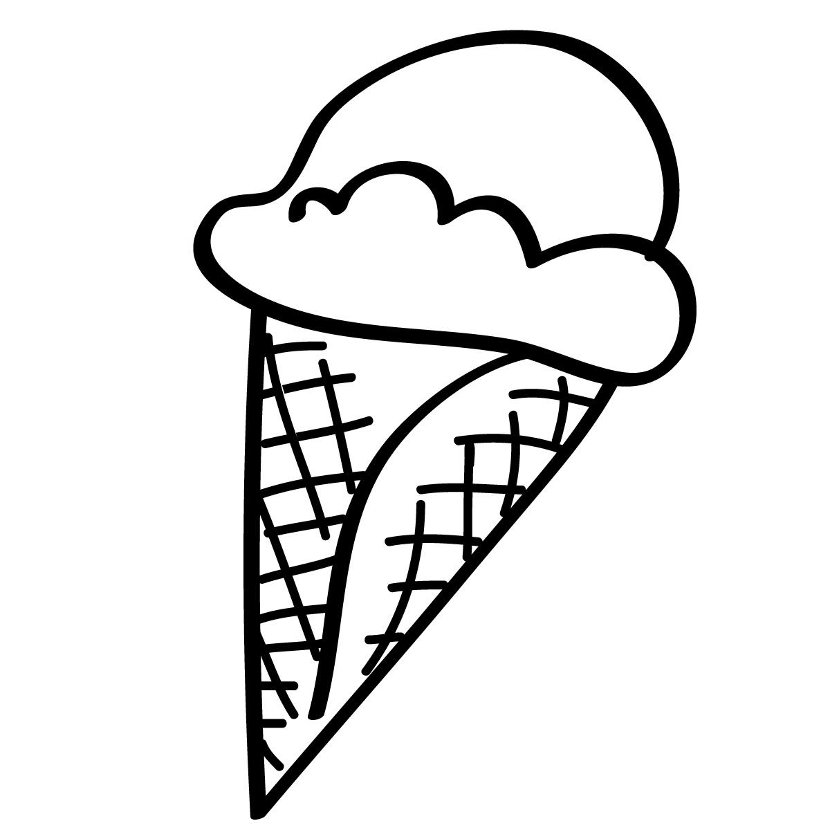 Ice cream cone clipart black and white