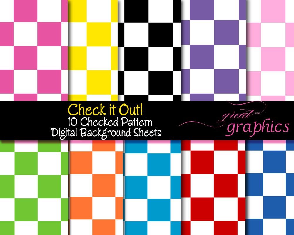 Checkerboard Digital Paper Checkered Paper Background Paper Party ...