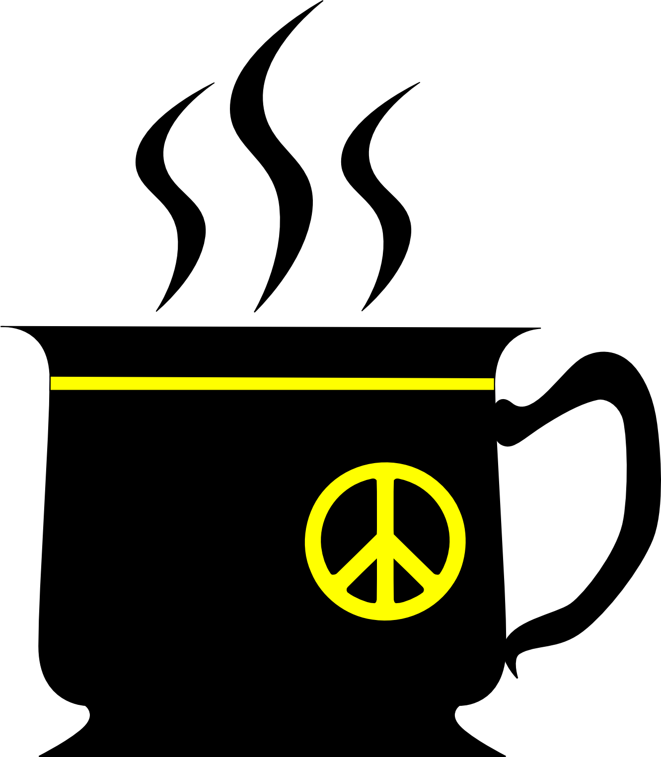 Clip Art: black cup with yellow peace sign fav ...
