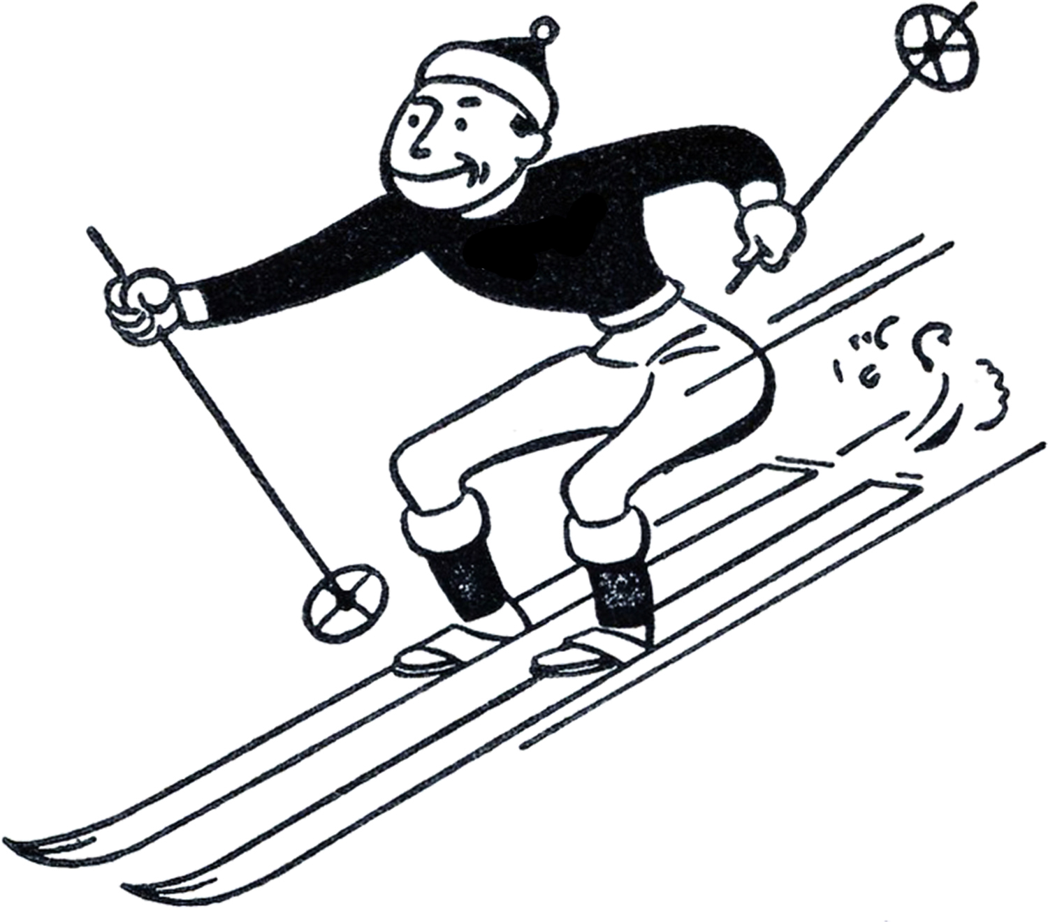 Retro Skiing Clipart