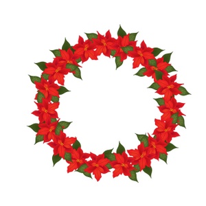 Christmas Wreath Clipart Image - Poinsettia Christmas Wreath