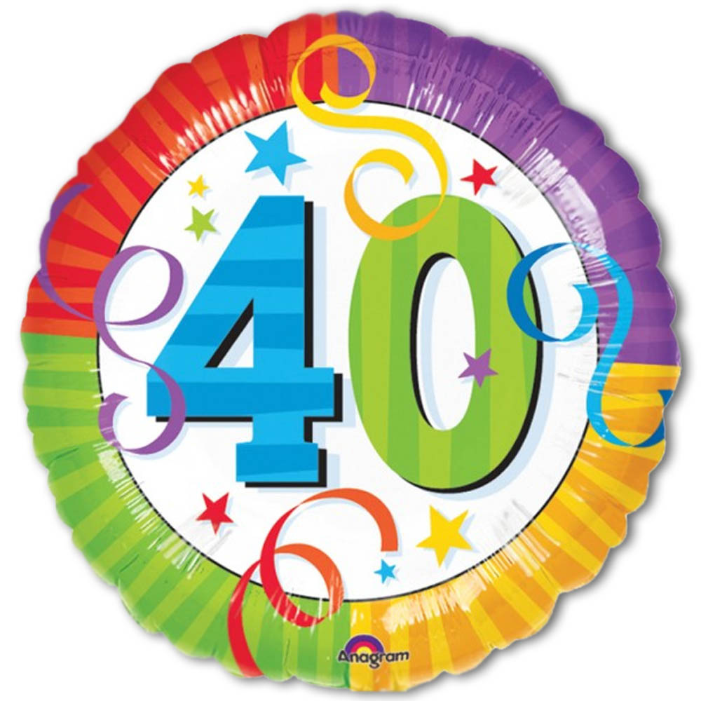 Colourful Happy 40th Birthday Round Foil Balloon | 40th Birthday ...