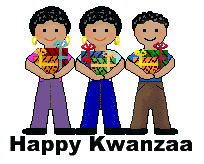 Kwanzaa clip art of a group of ethnic children holding presents ...