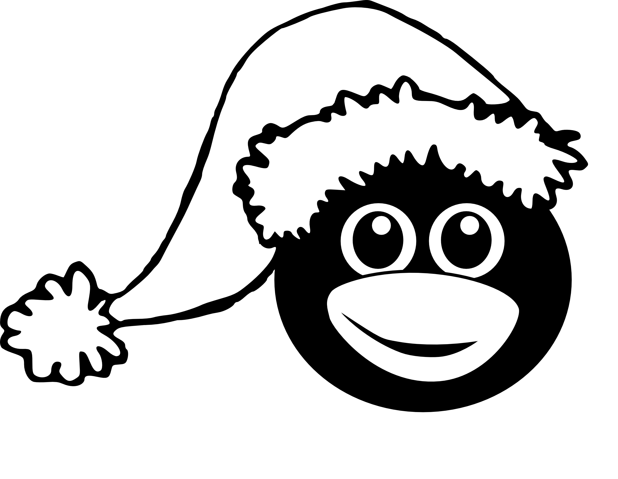 Clip Art: Penguin 1 Head with Santa Hat Black ...