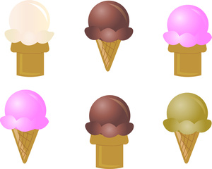 Ice Cream Clipart Image: Flavors of Ice Cream Cones