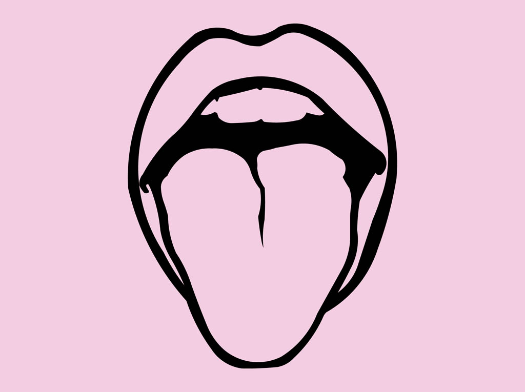 Sticking Tongue Out. Vector footage of a pair of lips. Cartoon graphics of a sexy mouth with luscious lips and tongue... Clip Art