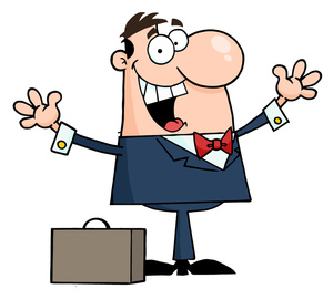 Salesman Clipart Image - A Cheering Cartoon Businessman With a ...