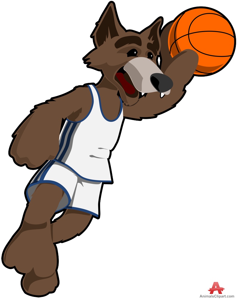 Cartoon Wolf Playing Basketball | Free Clipart Design Download