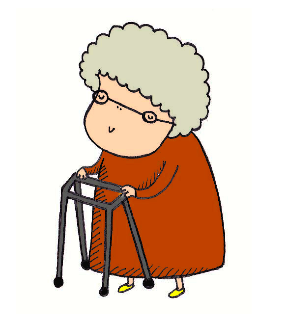 Clipart elderly woman walker