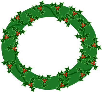 Download Evergreen Wreath With Large Holly clip art Vector Free