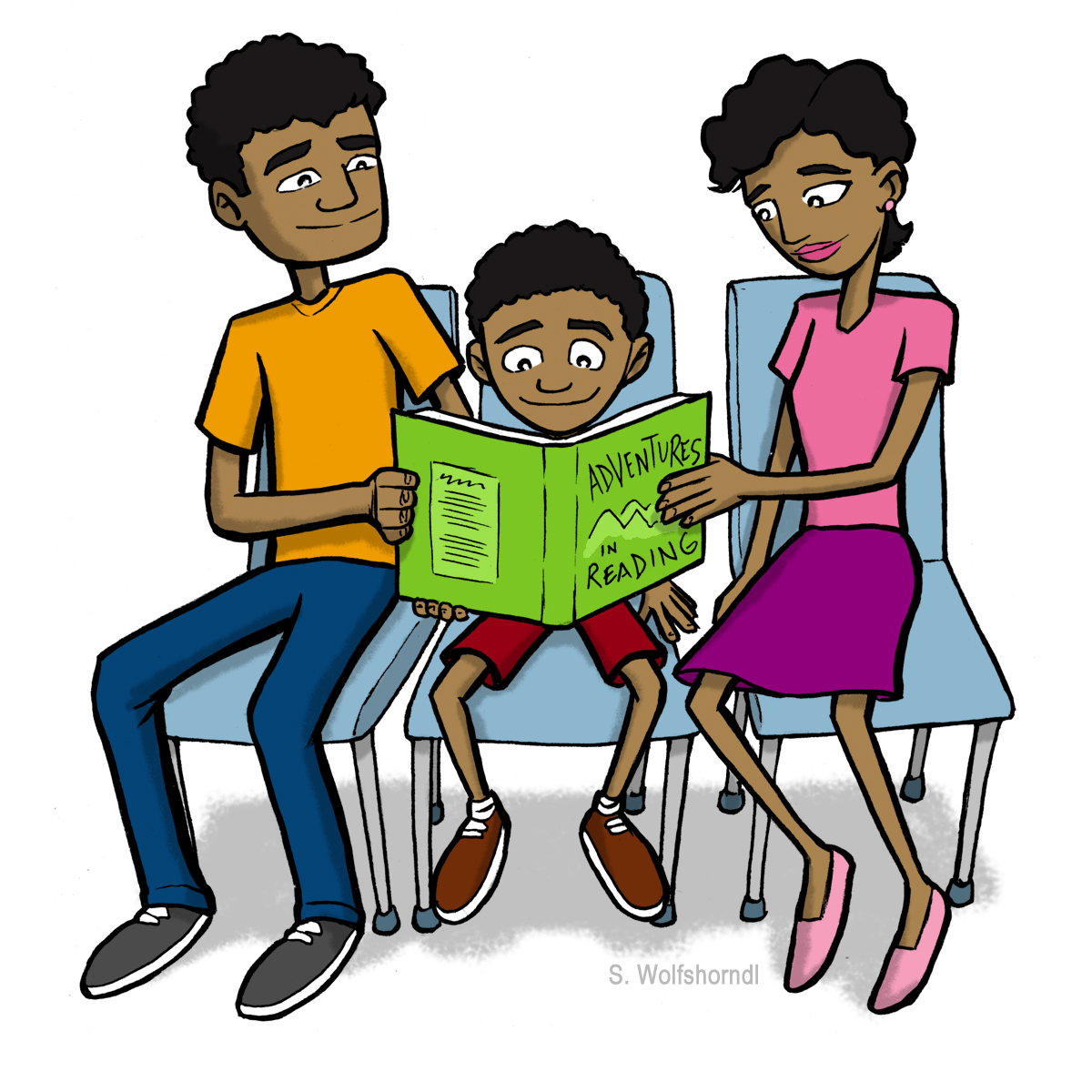 Child Reading With Parent Cartoon Clipart Best