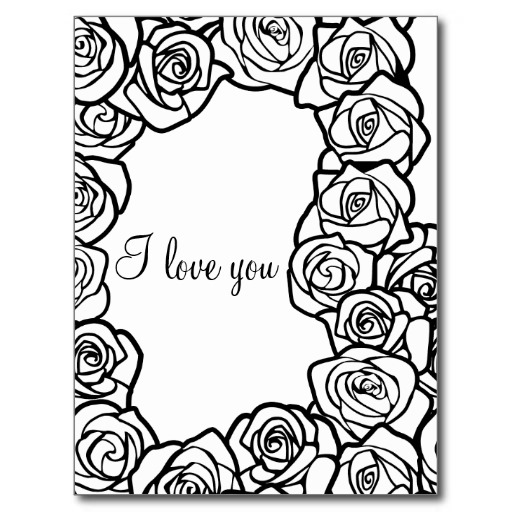 White Outline Flowers Postcards & Postcard Template Designs