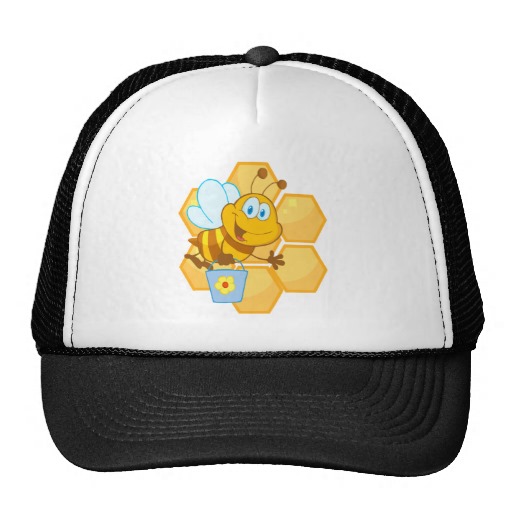 cute happy honey bee and honeycomb trucker hats from Zazzle.