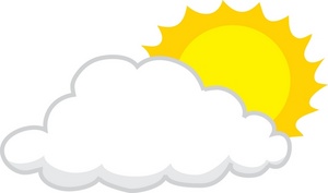 Cloud Clipart Image - clip art illustration of a sun behind the clouds