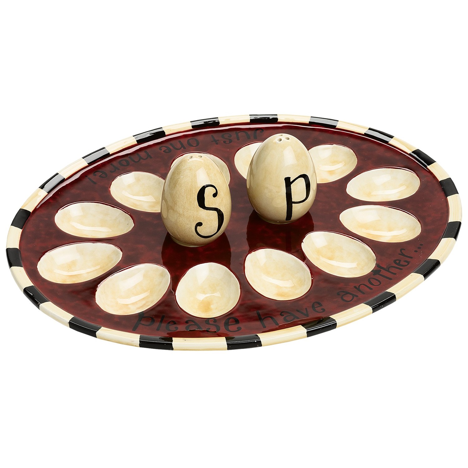 Certified International Deviled Egg Plate with Salt and Pepper ...