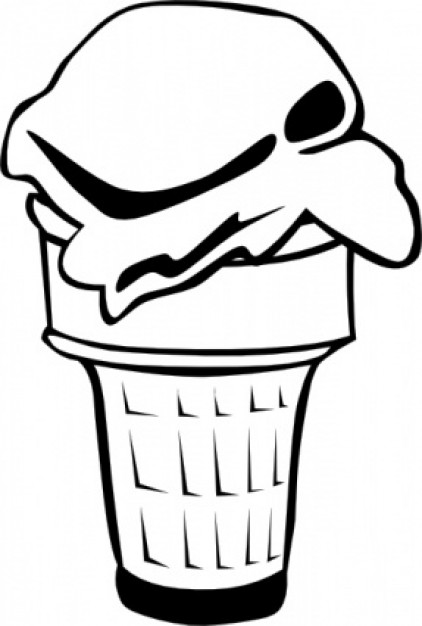 Ice Cream Cone 1 Scoop B And W Clip Art Download Free Vector ...