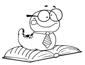 Clipart bookworm with glasses