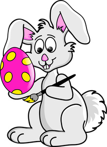 Easter Bunny Clipart Image - Bunny Painting an Easter Egg