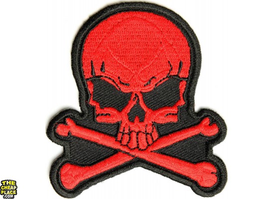 Small Red Skull and Cross Bones Biker PATCH | Skull Patches ...
