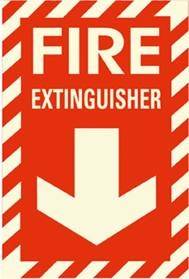 Photoluminescent Emergency & Fire Safety Signs in plus 55/8 luminance