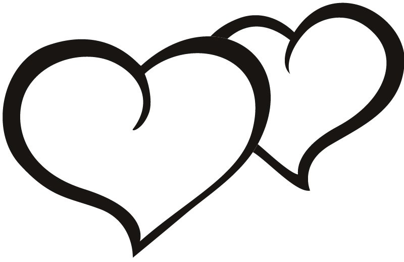 Cute funky shaped heart black and white clipart