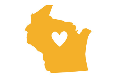 Wisconsin - State Outline & Heart - Lantern Press Artwork