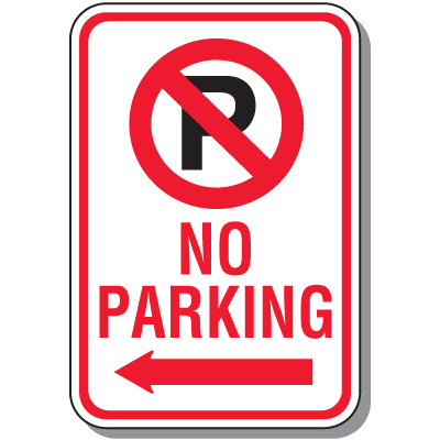No Parking Signs - No Parking (With Symbol & Left Arrow) | Seton