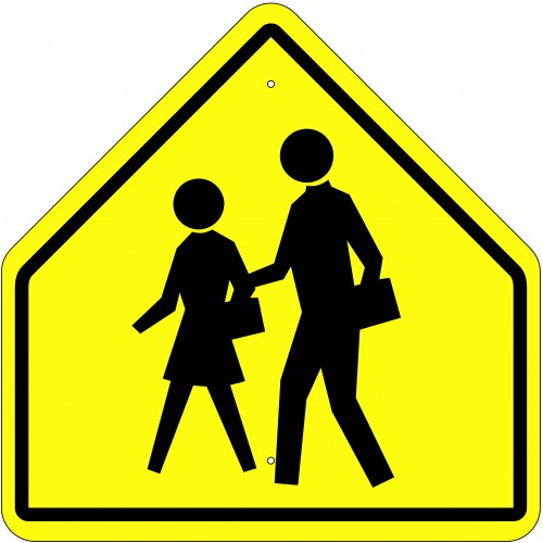 School Crossing Symbol Yellow Warning Sign - 36 Inch - Available ...