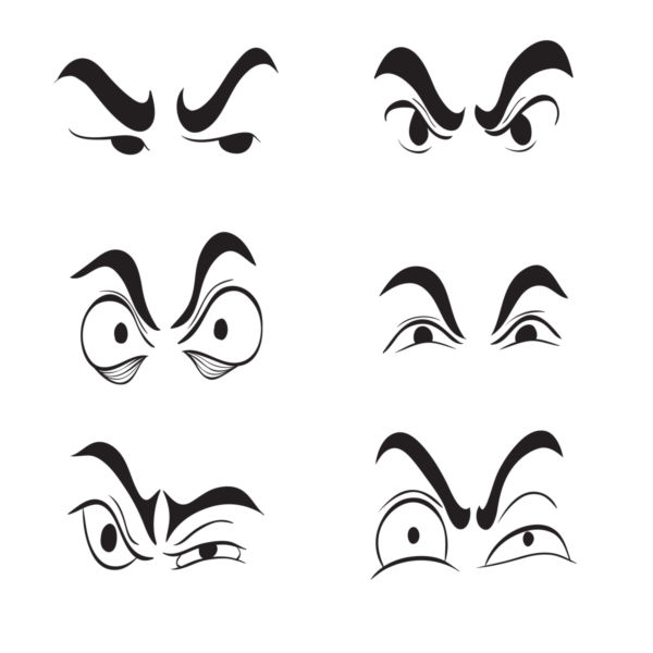 Angry cartoon eyes set vector - stock photo free