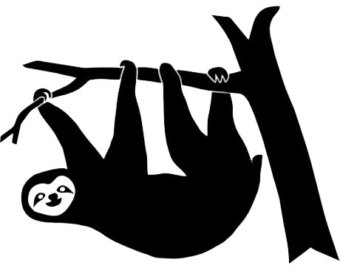 Sloth clipart black and white