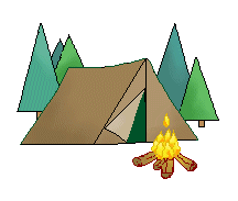 Tent Clip Art - Brown Tents In Forest - Brown Tents and Campfires