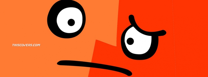 Cartoon Sad Face Orange Facebook Covers - ThisCovers.