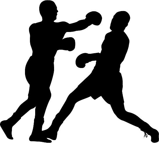 Boxing Match Silhouette die cut Vinyl decal by beachgraphicpros