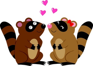 Love Clipart Image - Racoons in Love - Cute Cartoon Racoons ...