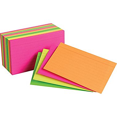 Staples Index Cards 3" x 5" Line Ruled Neon Assorted Color, 300 ...