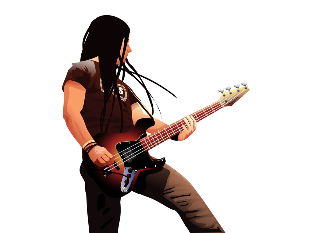 Bass Player Portrait Vector Art & Graphics | freevector.com