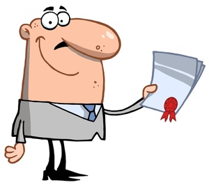 Award Clipart Image - Man With Diploma of Certificate of Achievement