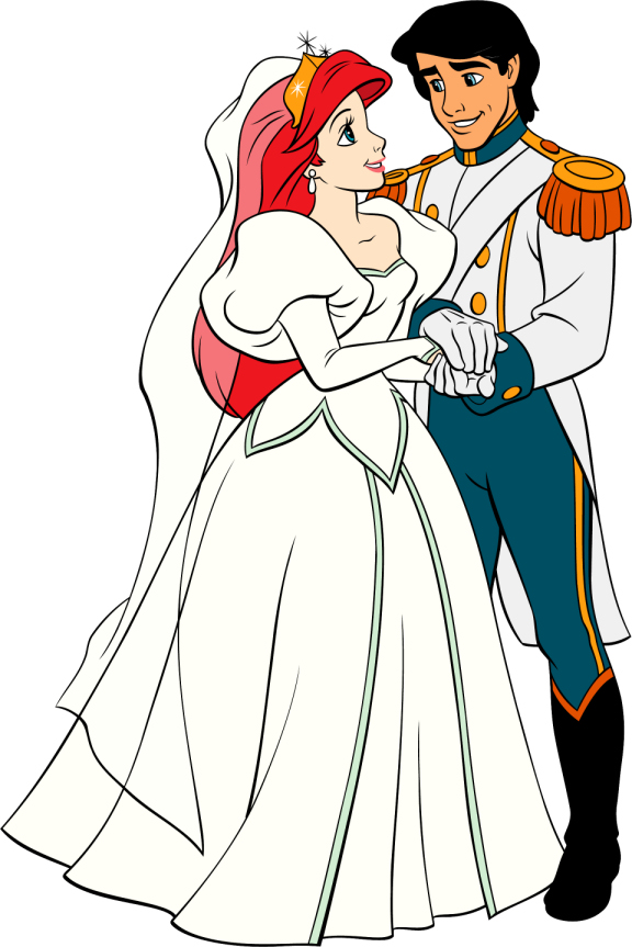 Disney Wedding Clipart Bride Princess Ariel & Prince Eric the Groom