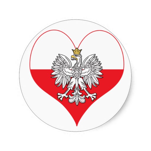 Polish Eagle Heart Round Sticker from Zazzle.