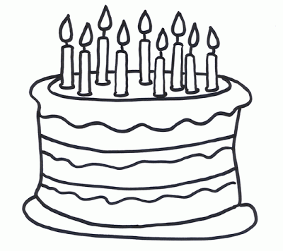 Happy birthday cake clipart black and white