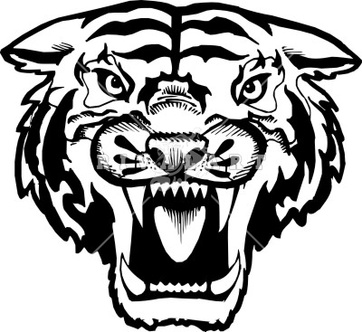 Black and white tiger head clip art