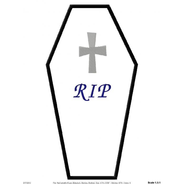 R.I.P. Casket Applique Design