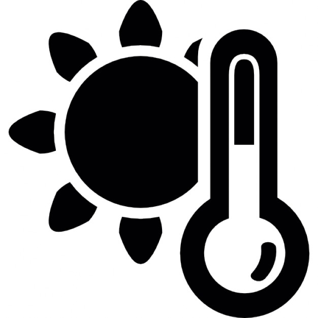 Weather symbol of a sun and a thermometer or barometer Icons ...