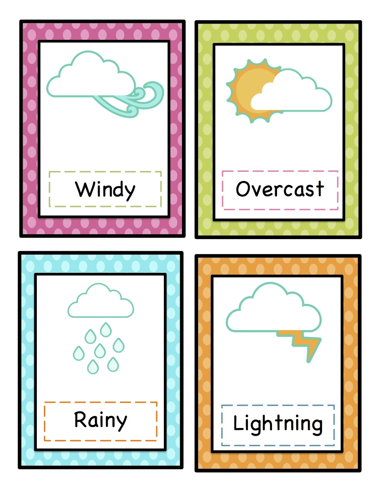 Preschool Printables: Weather Cards Printable