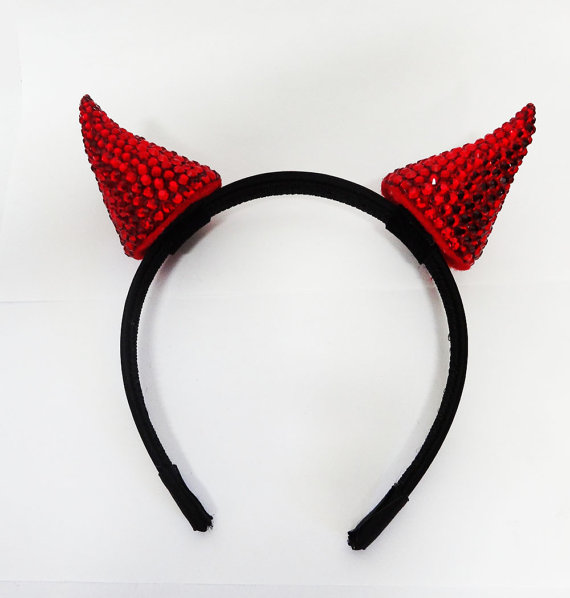 Red Devil Horns Real Swarovski Crystal Crystal by BatcakesCouture