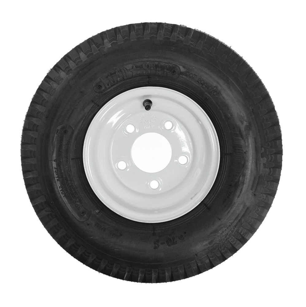 Kenda 5.70-8 Bias Trailer Tire with 8" White Wheel - 5 on 4-1/2 ...