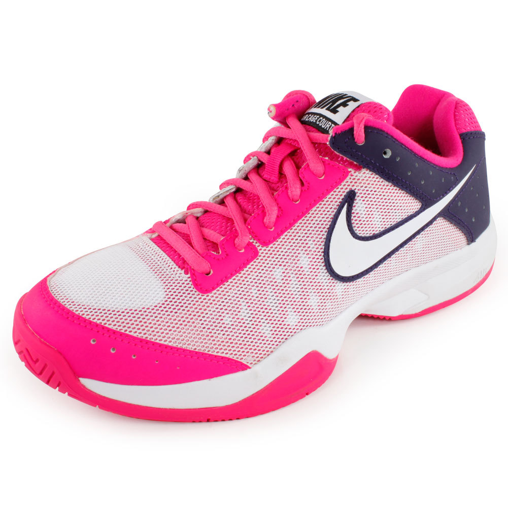 NIKE Women`s Air Cage Court Tennis Shoes Pink and Purple