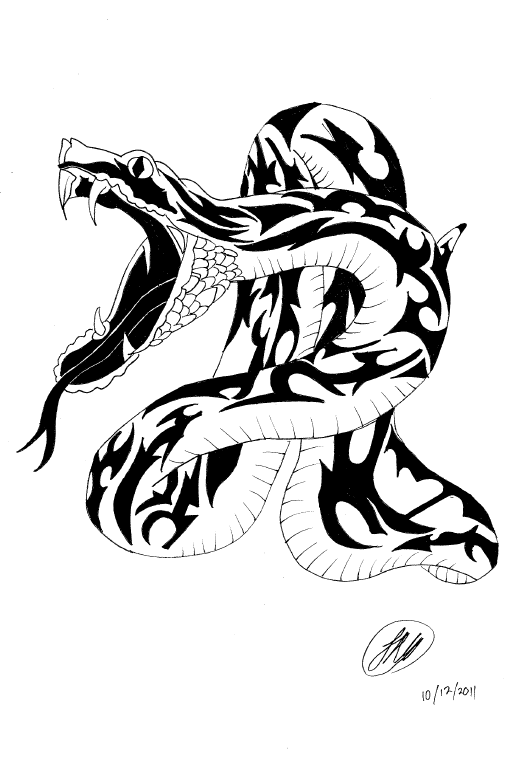 Striking Tribal Snake Tattoo Design: Real Photo, Pictures, Images ...