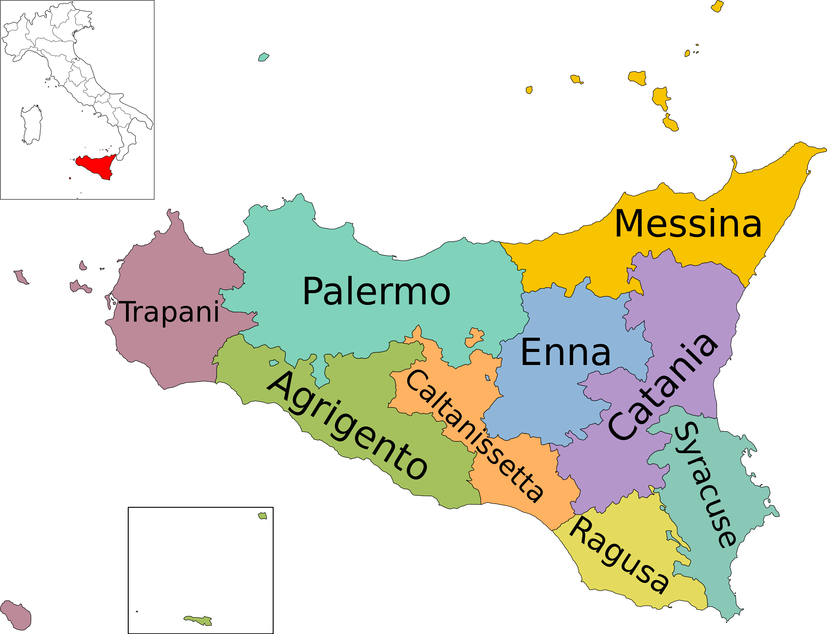 File:Map of region of Sicily, Italy, with provinces-en.svg ...